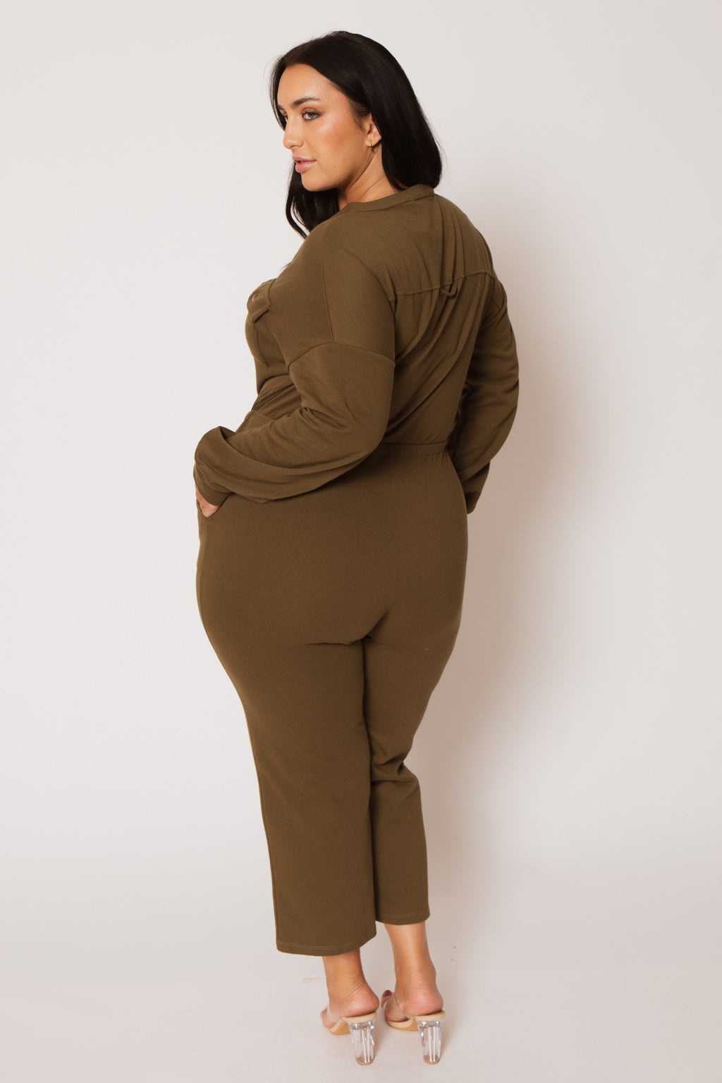 Plus Size Cathy Cargo  Jumpsuit - Olive