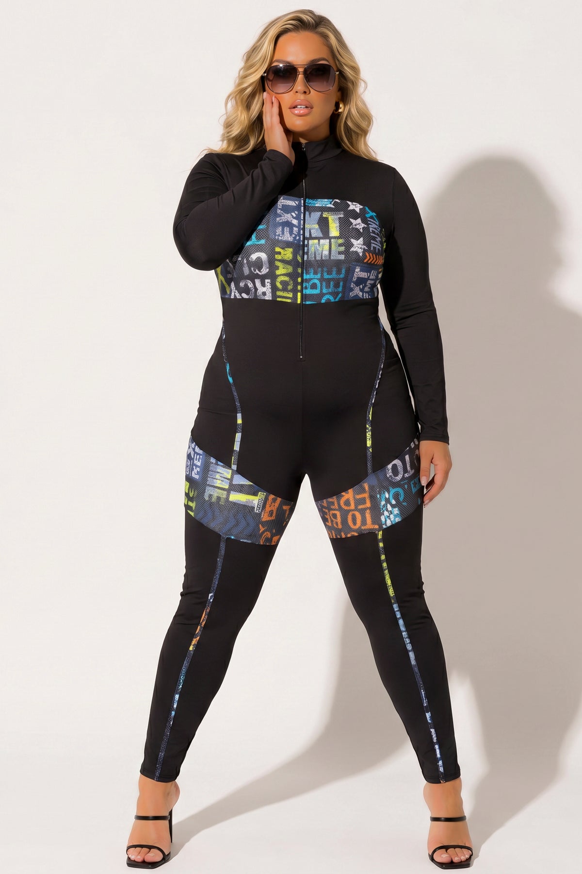 Plus Size City Rush Graphic Jumpsuit - Black