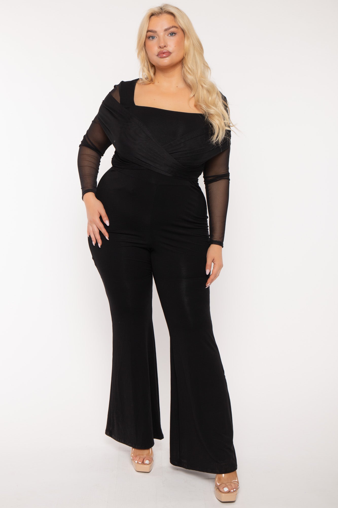 Plus Size Eliz Mesh Jumpsuit - Black