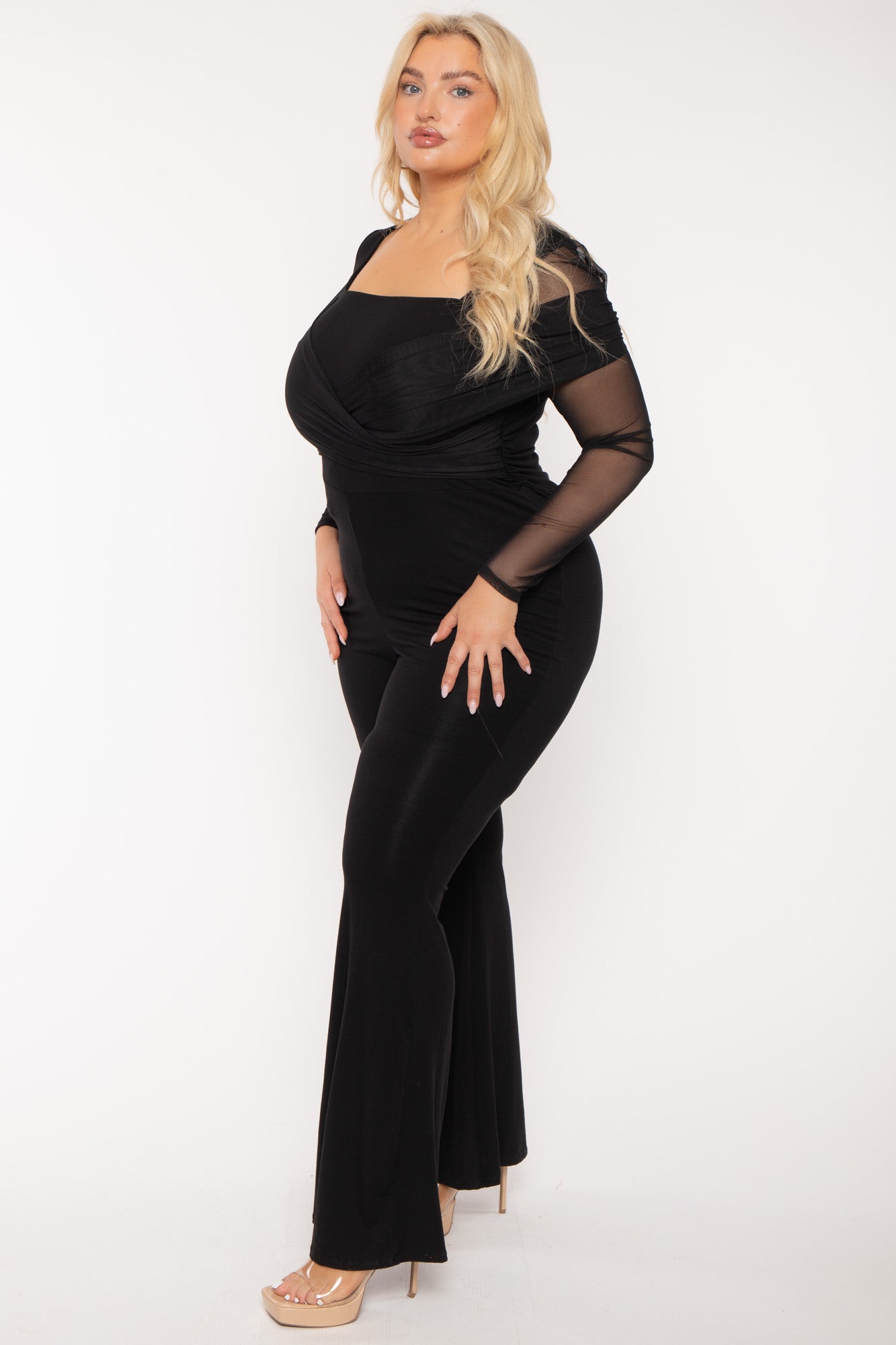 Plus Size Eliz Mesh Jumpsuit - Black