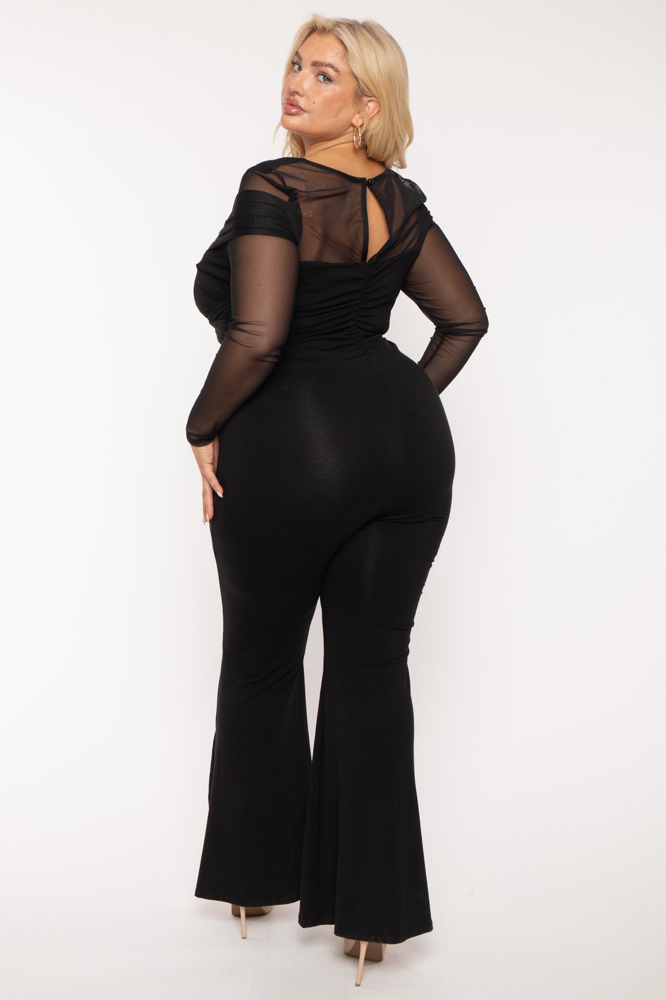 Plus Size Eliz Mesh Jumpsuit - Black