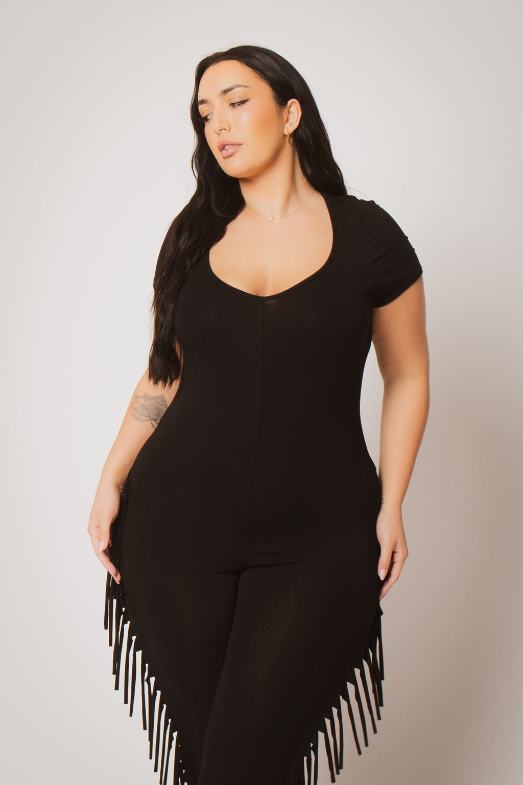 Plus Size Fringe Fever Jumpsuit - Black