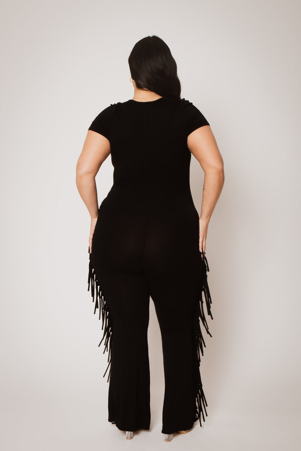 Plus Size Fringe Fever Jumpsuit - Black