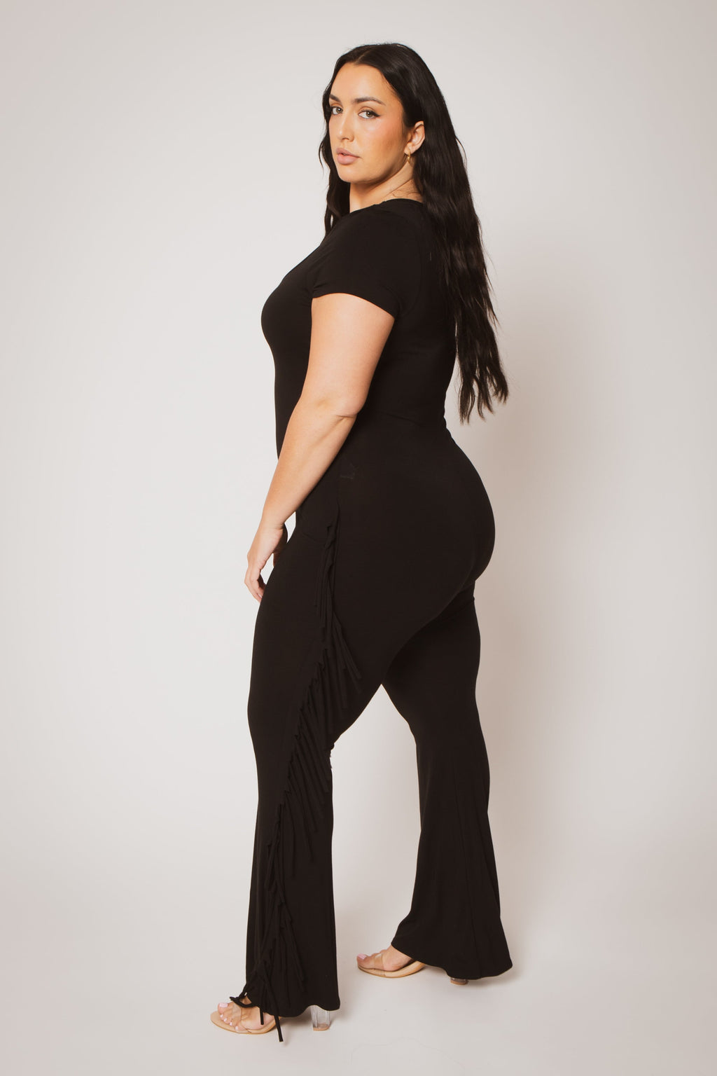 Plus Size Fringe Fever Jumpsuit - Black