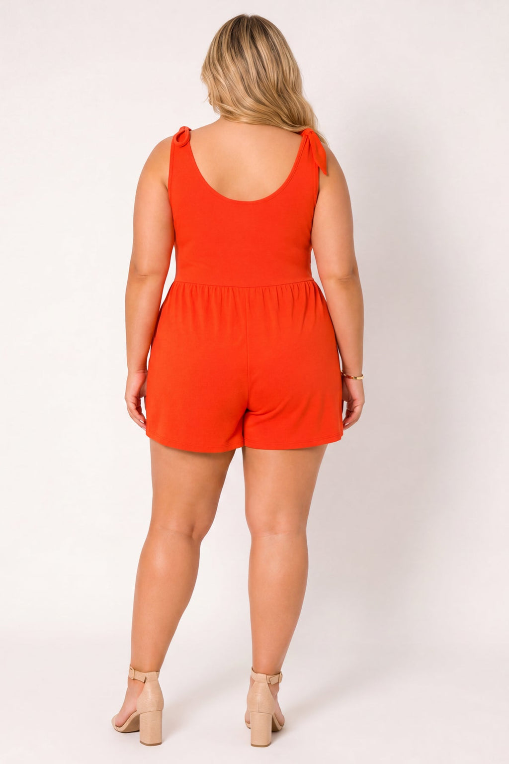 Plus Size Harlow Tie Romper - Orange