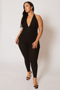 Plus Size Kiana Rib  Jumpsuit - Black