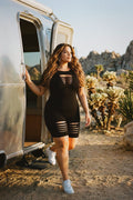 Plus Size Lolita  Distress Romper -Black
