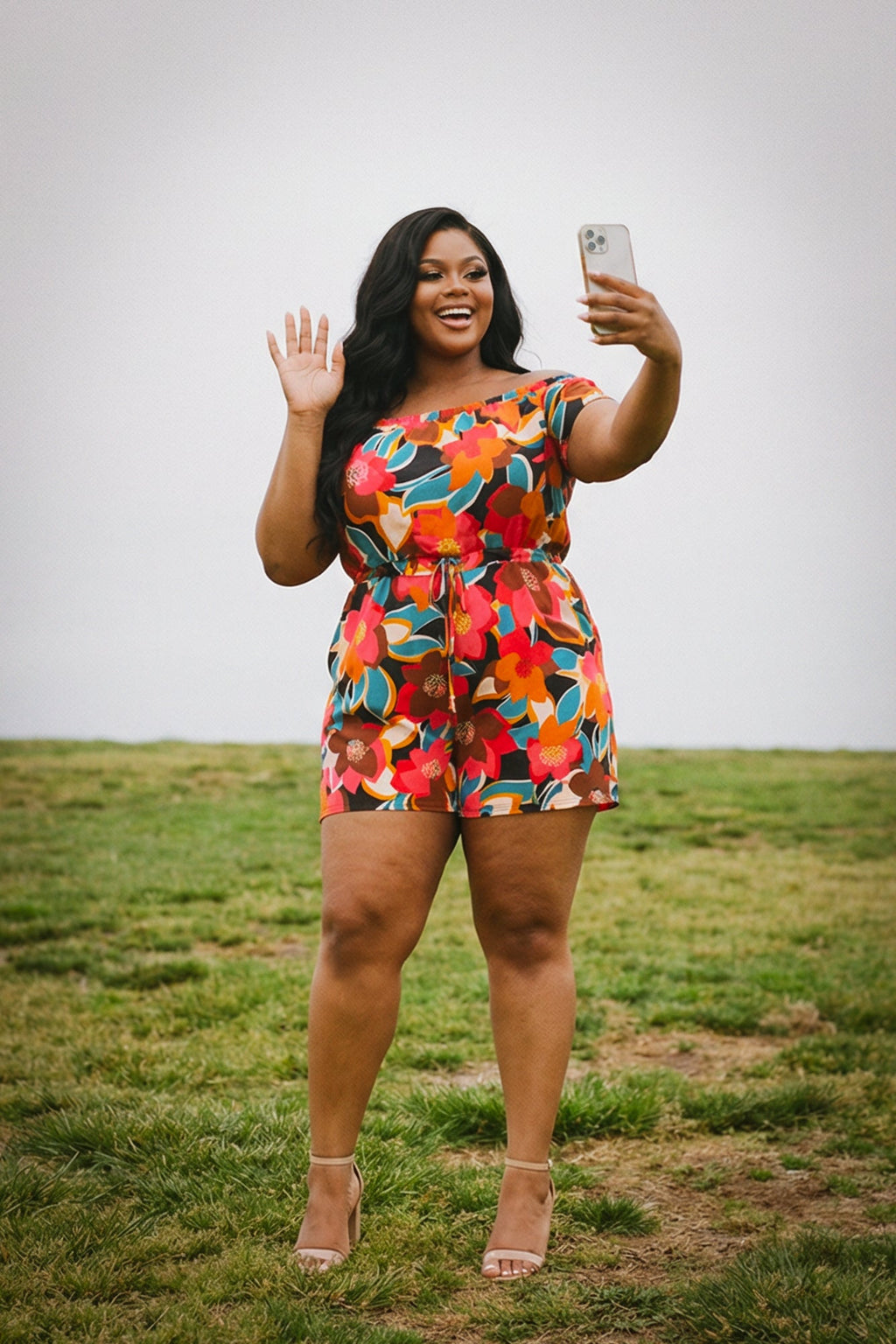Plus Size Paloma Blossom Romper - Multi