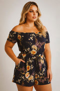 Plus Size Paloma Floral  Romper - Navy