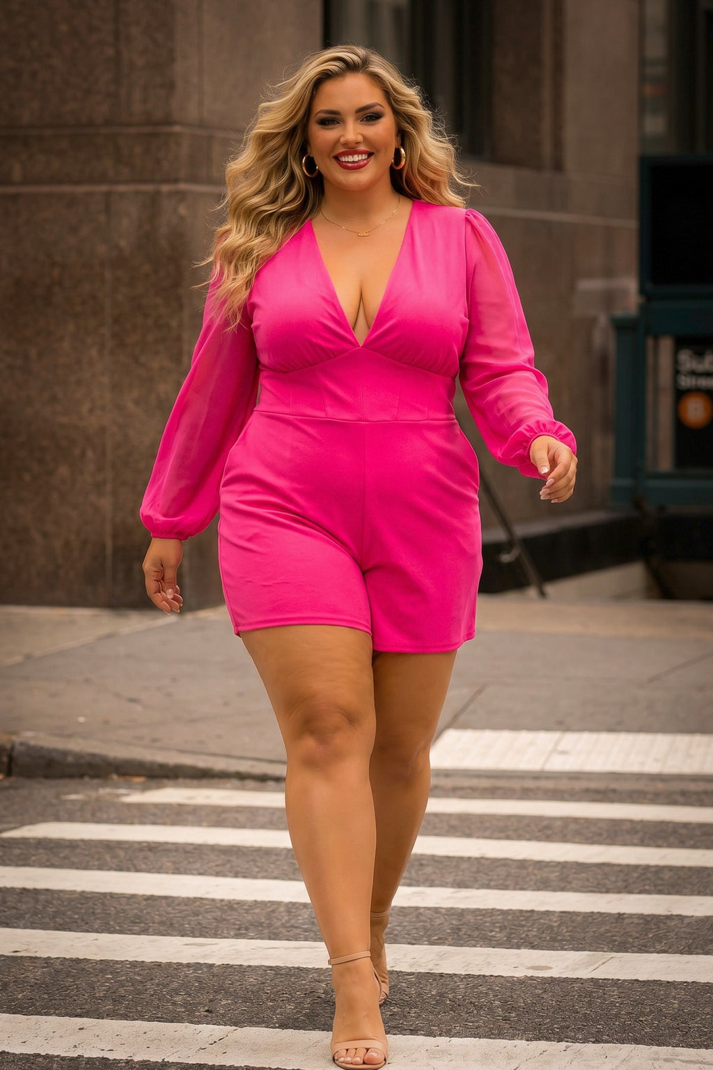 Plus Size Priya Romper - Pink