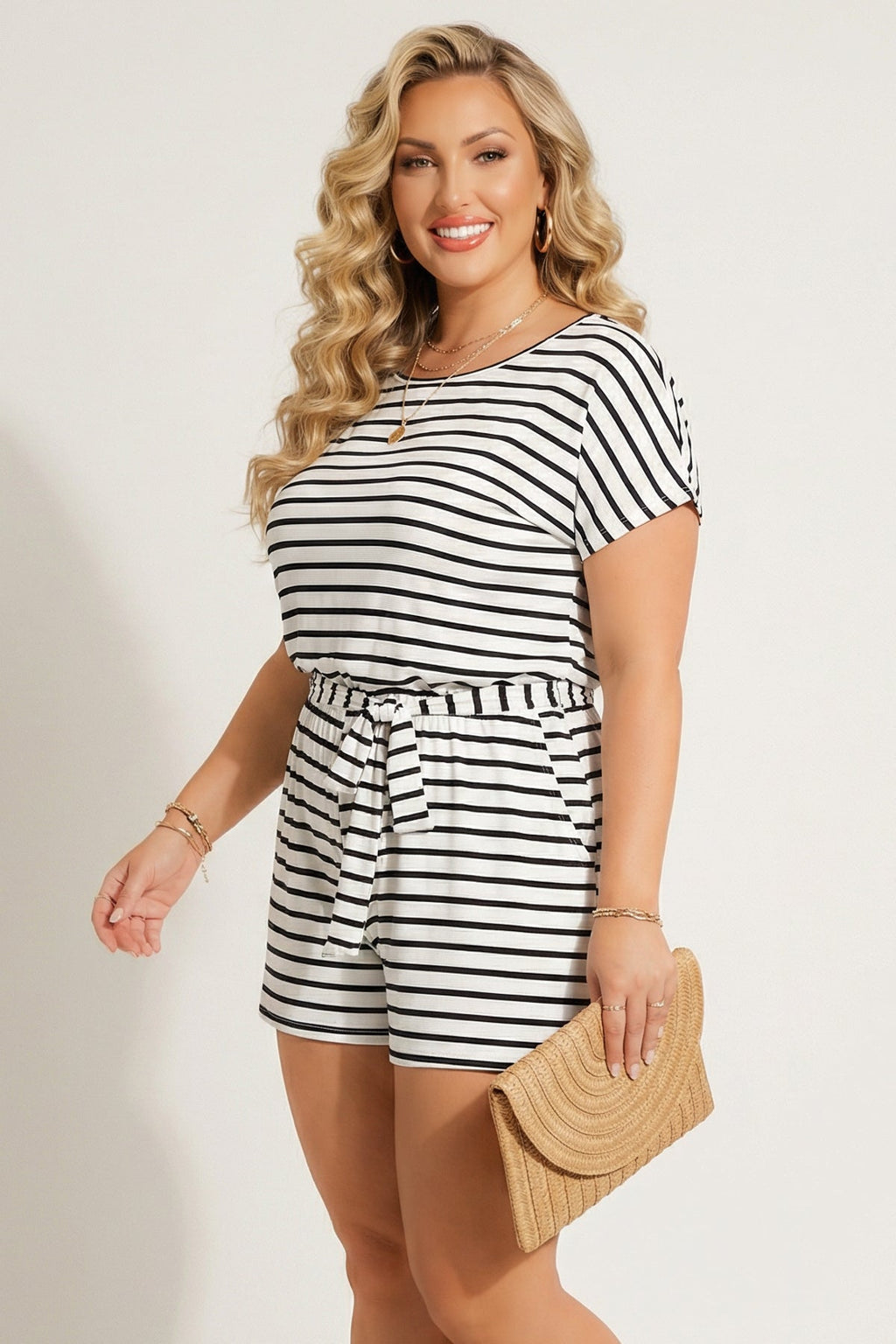 Plus Size Relaxed Charm Romper-  Ivory