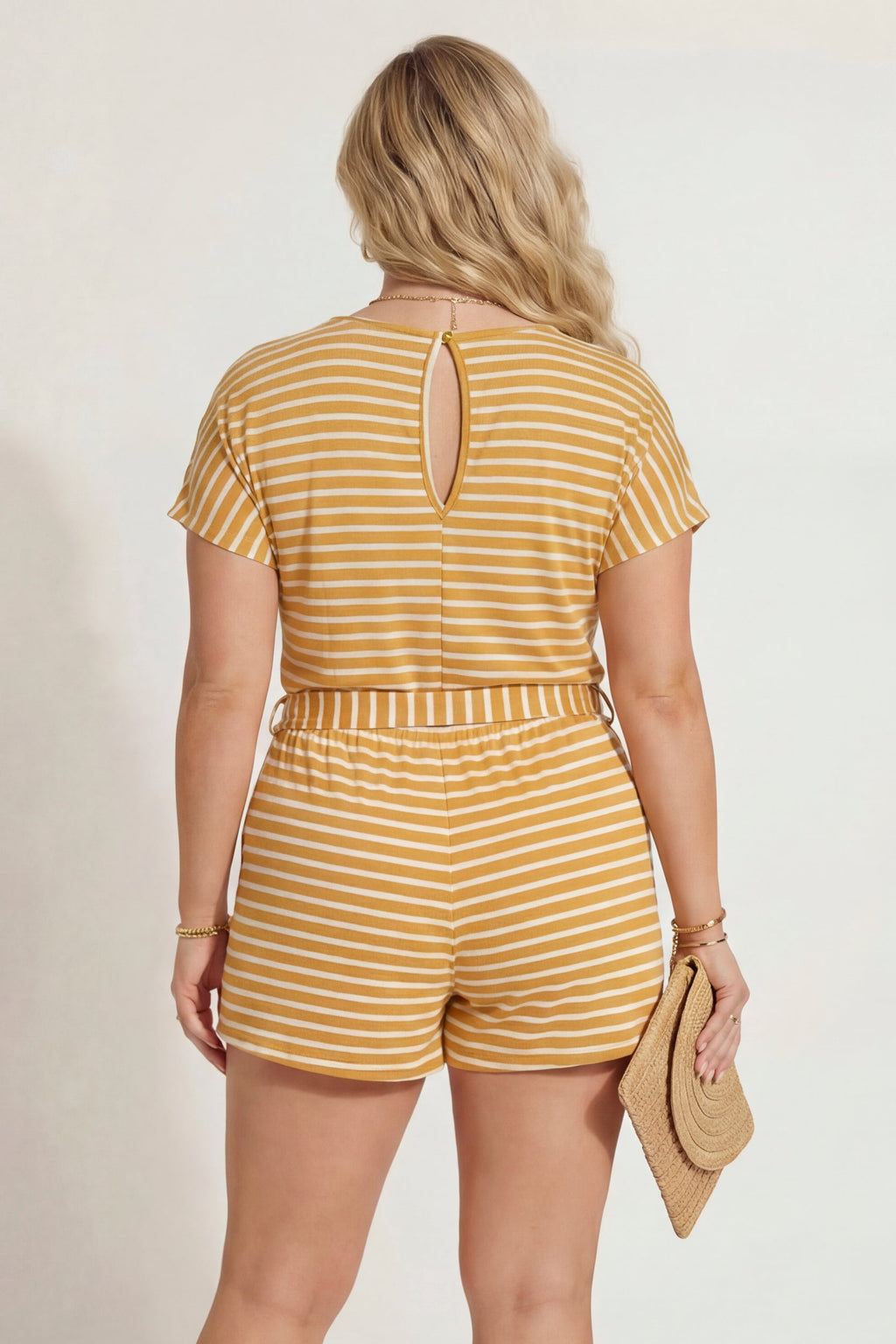 Plus Size Relaxed Charm Romper-  Mustard