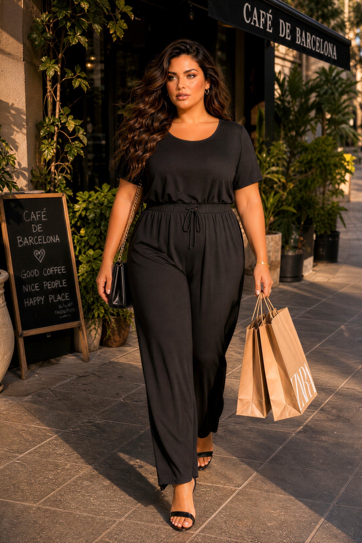 Plus Size Relaxed Glam Jumpsuit - Black