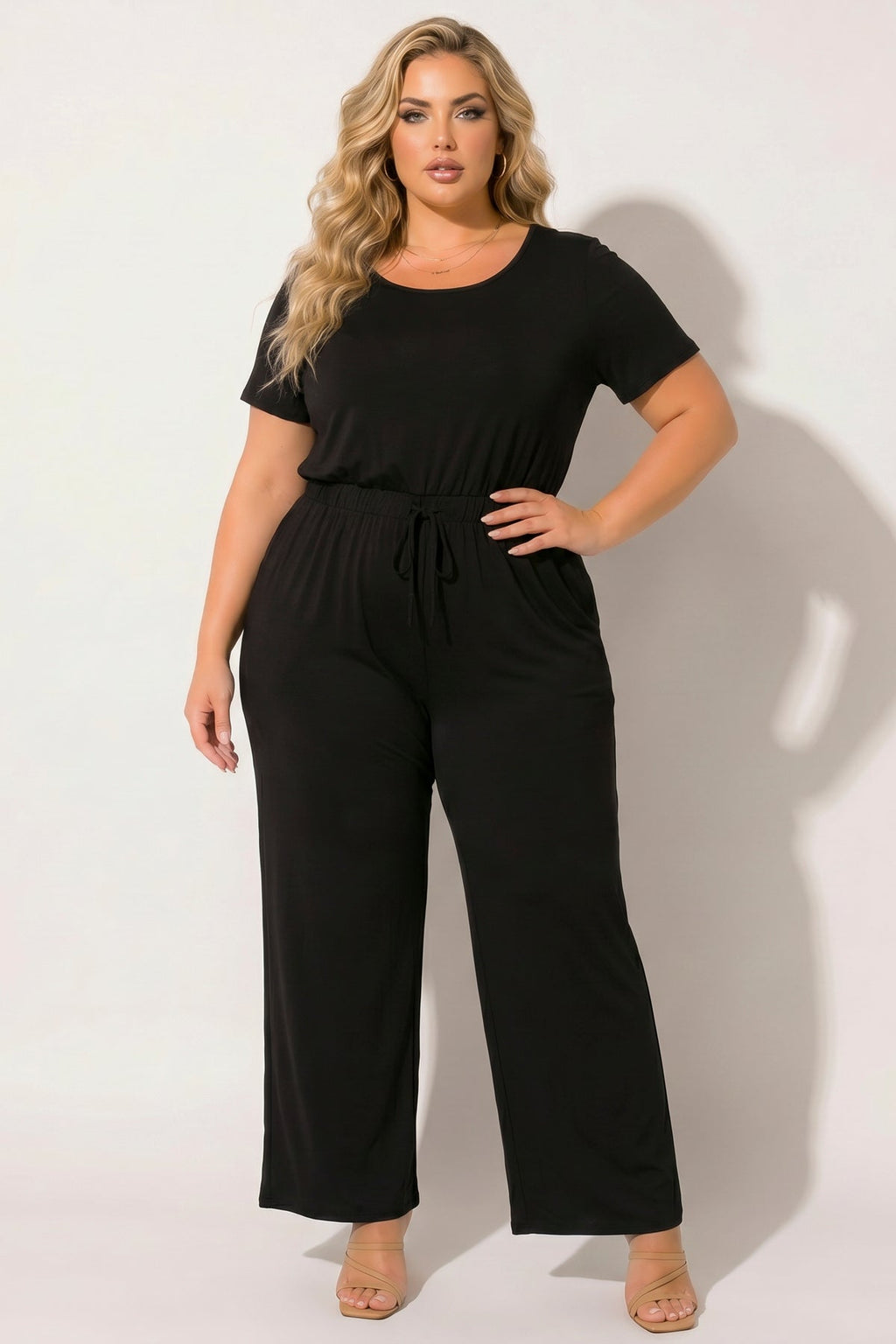 Plus Size Relaxed Glam Jumpsuit - Black