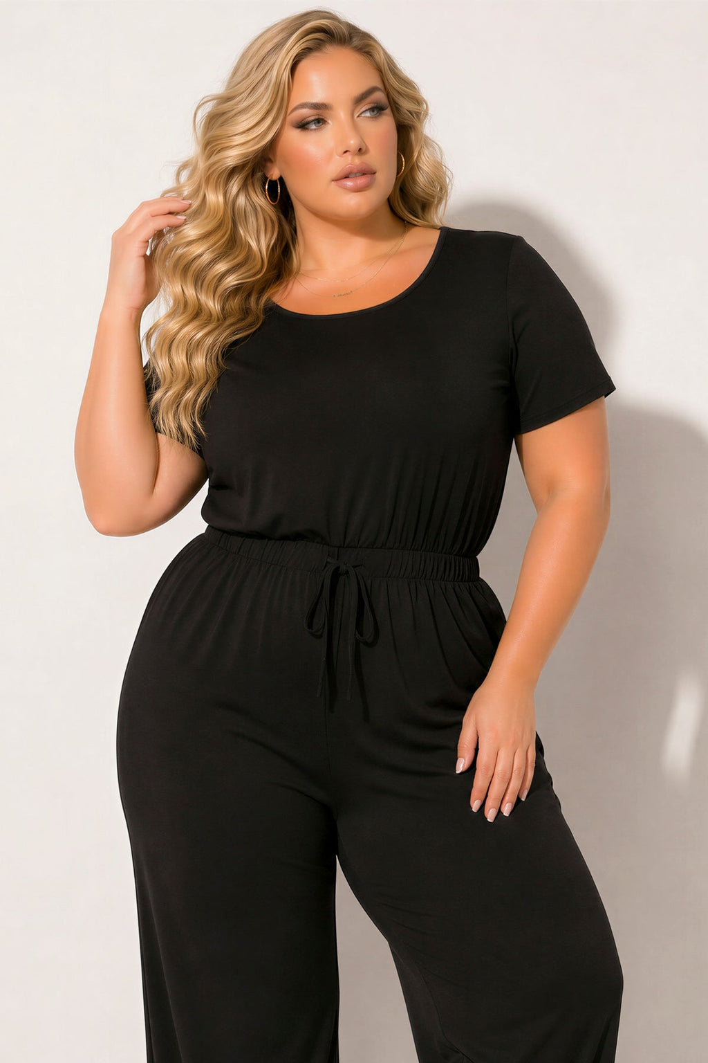Plus Size Relaxed Glam Jumpsuit - Black