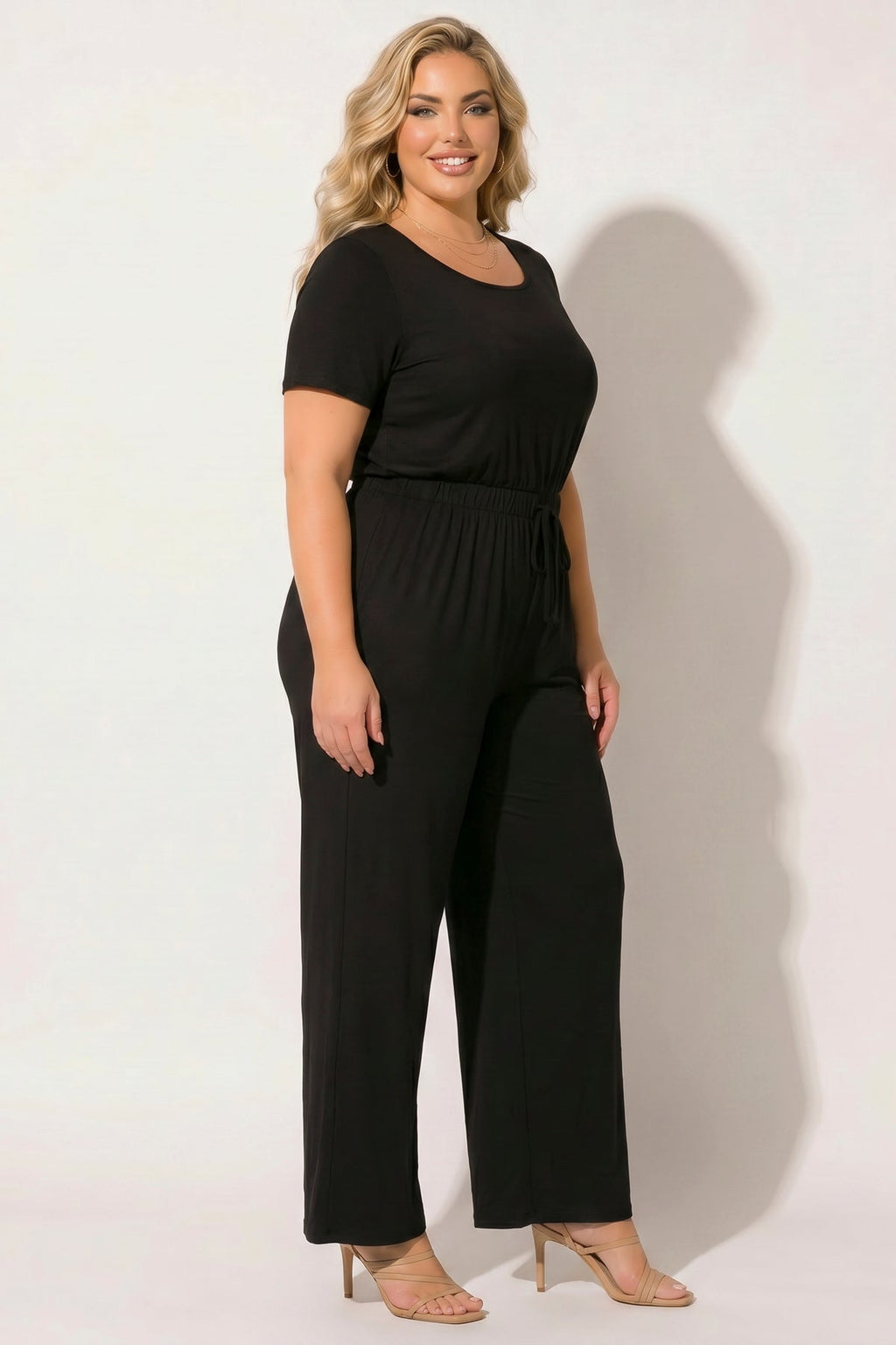 Plus Size Relaxed Glam Jumpsuit - Black