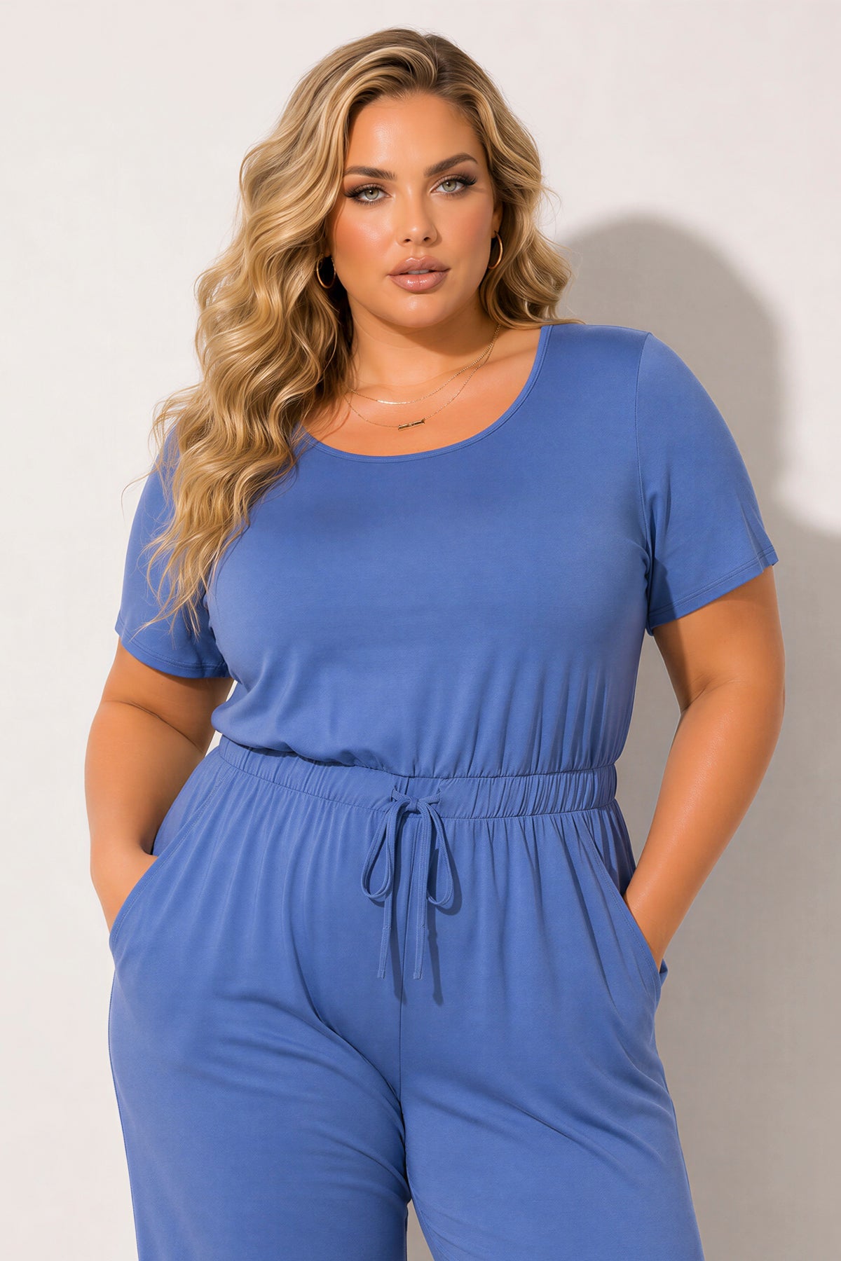 Plus Size Relaxed Glam Jumpsuit - Blue
