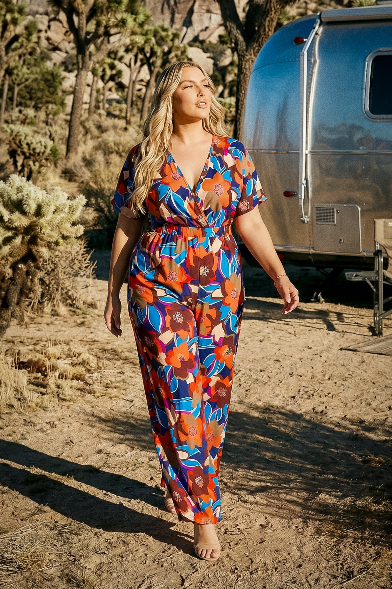 Plus Size Sienna Bloom Flow Jumpsuit- Multi