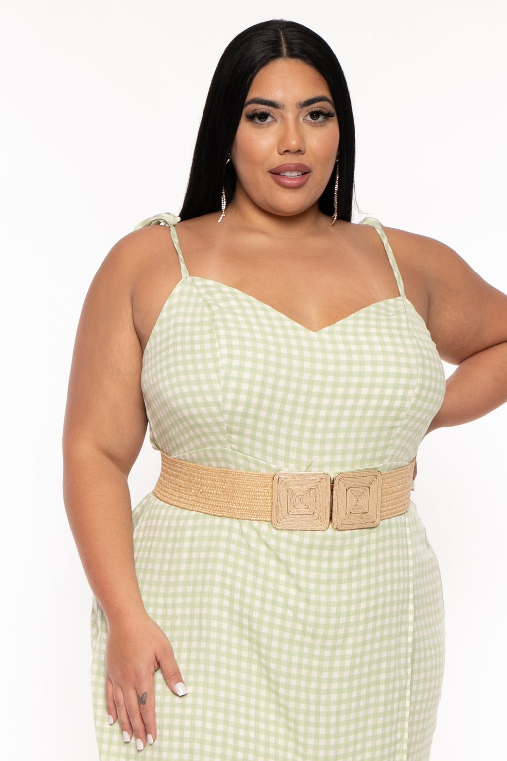 Plus Size Tilda  Print  Skort  Romper- Green