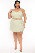 Plus Size Tilda  Print  Skort  Romper- Green