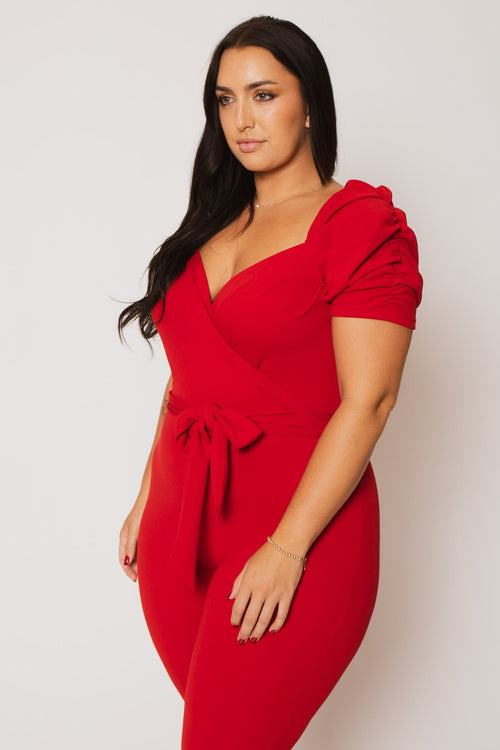Plus Size  Timeless Allure Jumpsuit- Red