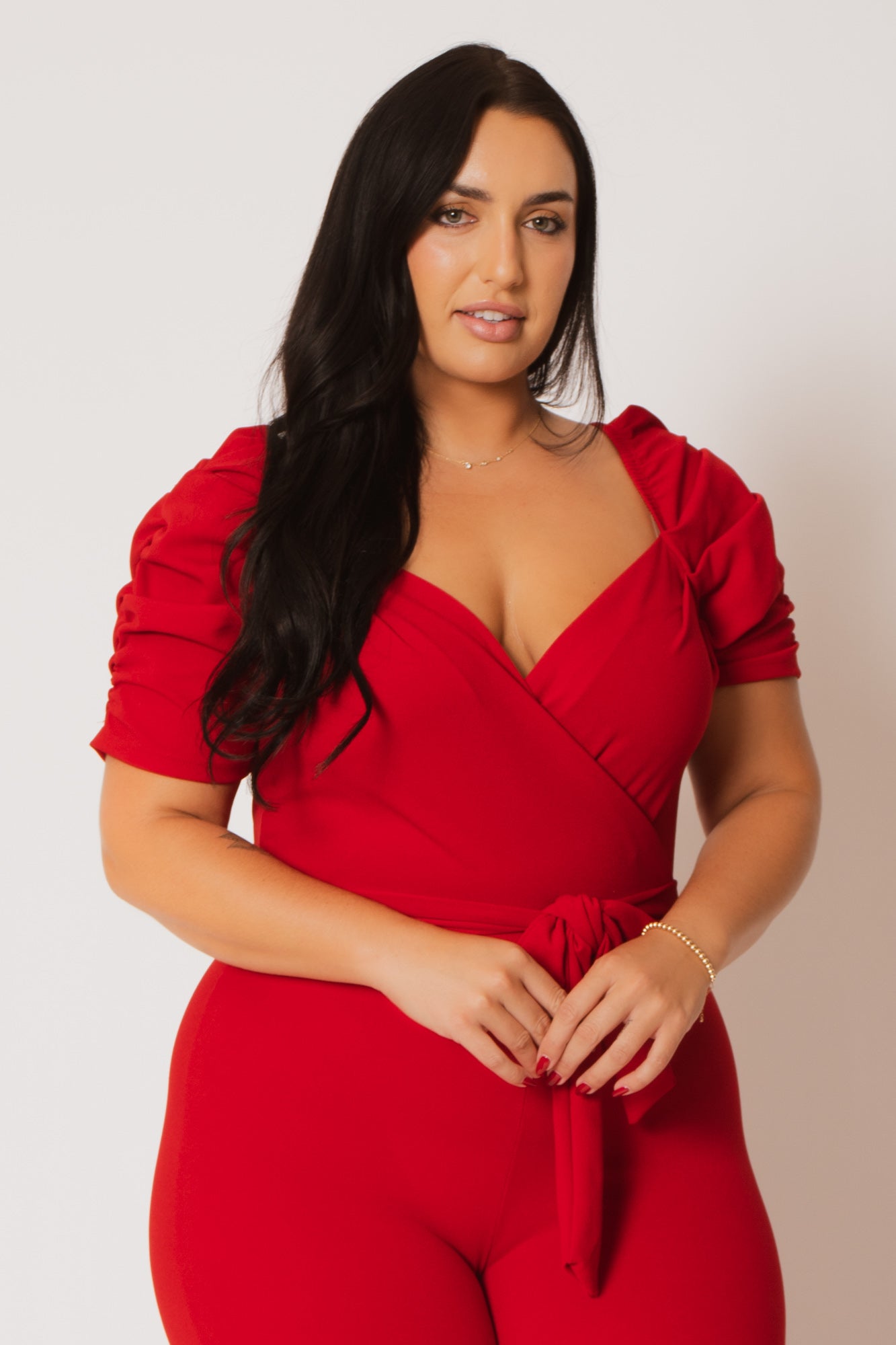 Plus Size  Timeless Allure Jumpsuit- Red