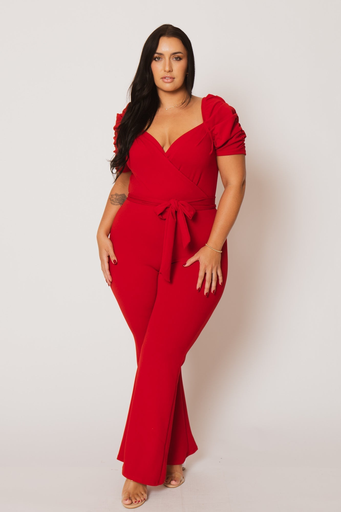 Plus Size  Timeless Allure Jumpsuit- Red