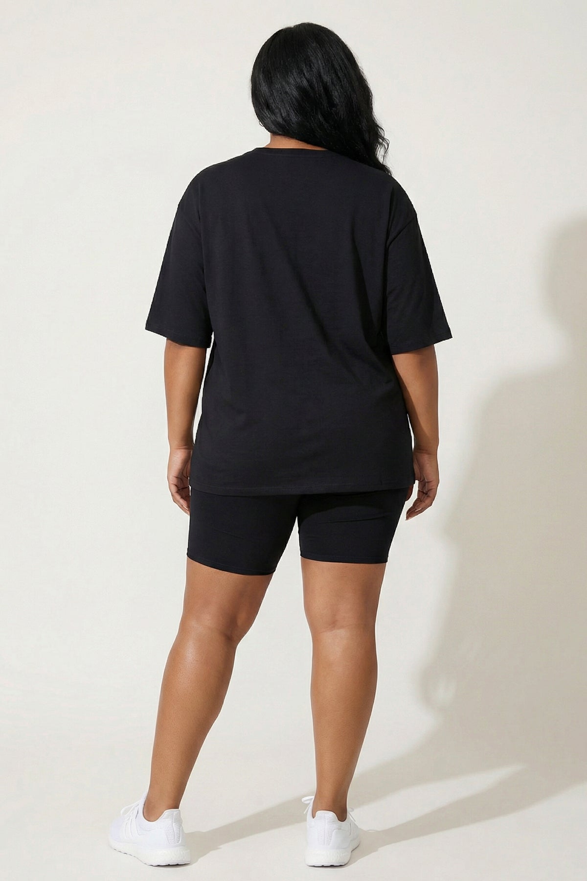 Plus Size Alex Tee And Biker Short Set - Black