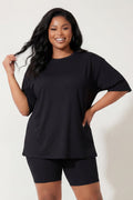 Plus Size Alex Tee And Biker Short Set - Black