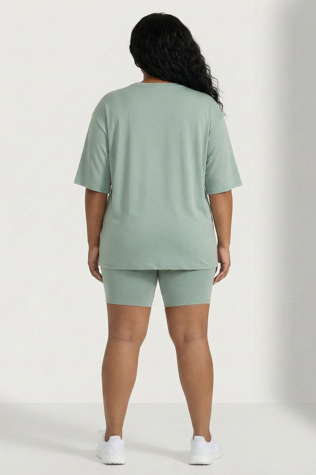 Plus Size Alex Tee And Biker Short Set - Sage