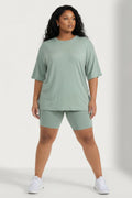 Plus Size Alex Tee And Biker Short Set - Sage