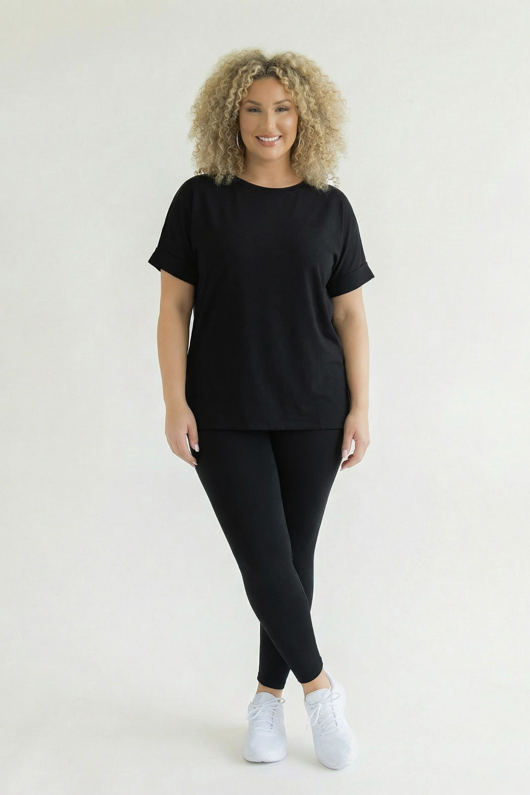 Plus Size Welkin Tee And Leggings Set -Black