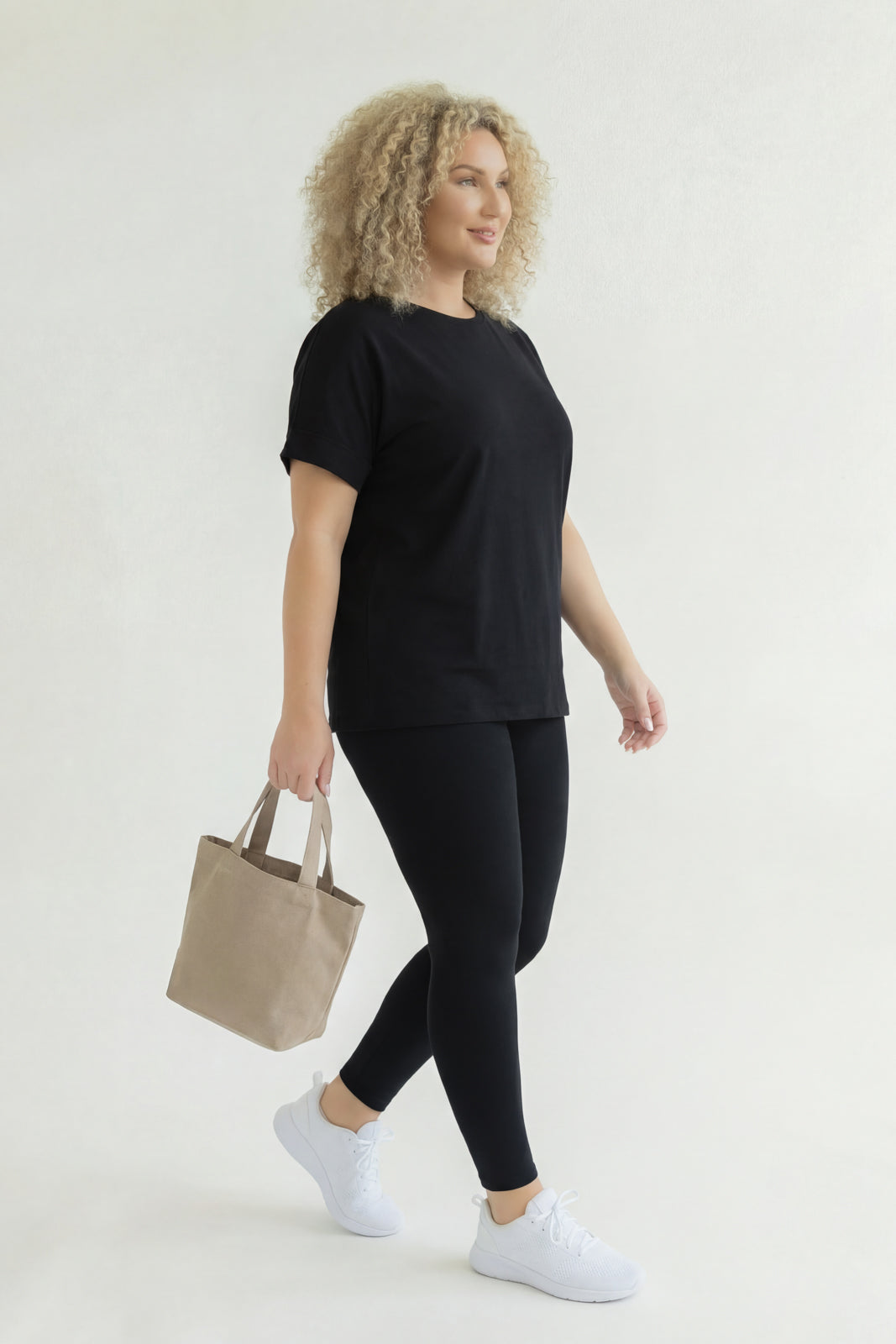 Plus Size Welkin Tee And Leggings Set -Black
