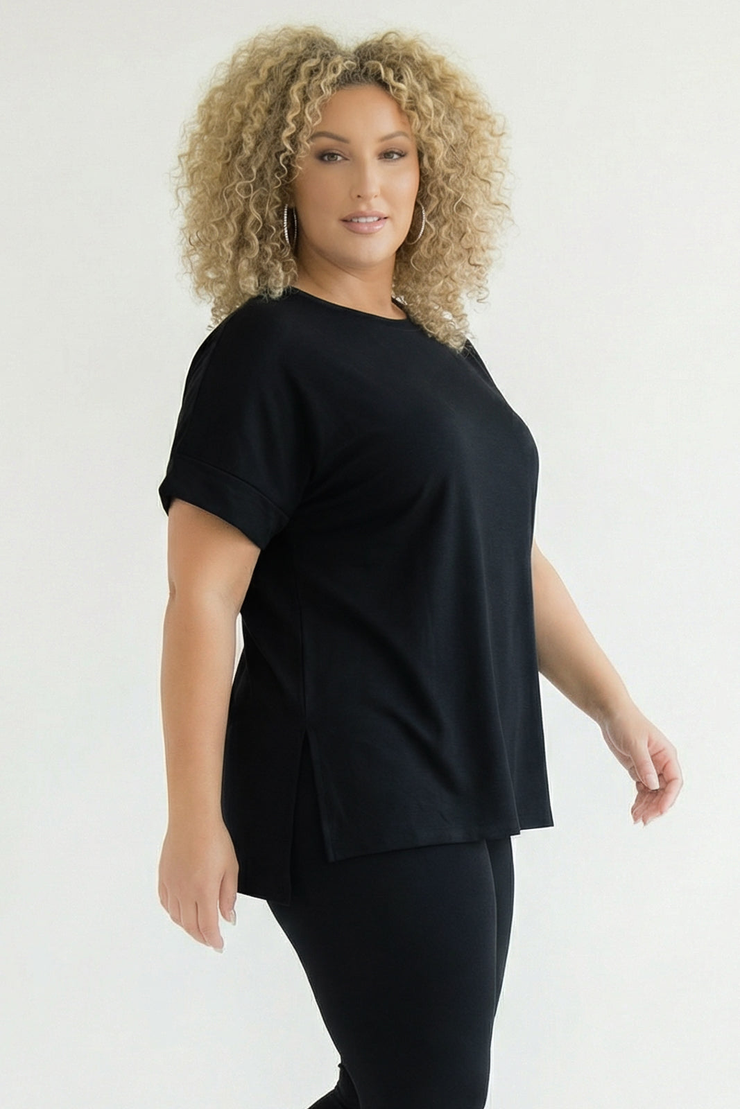 Plus Size Welkin Tee And Leggings Set -Black