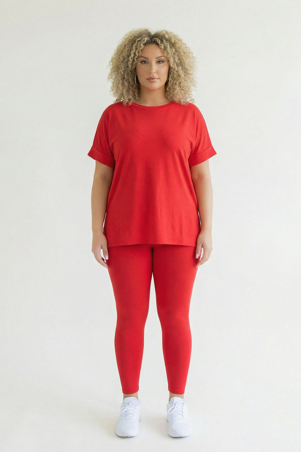 Plus Size Welkin Tee And Leggings Set - Red