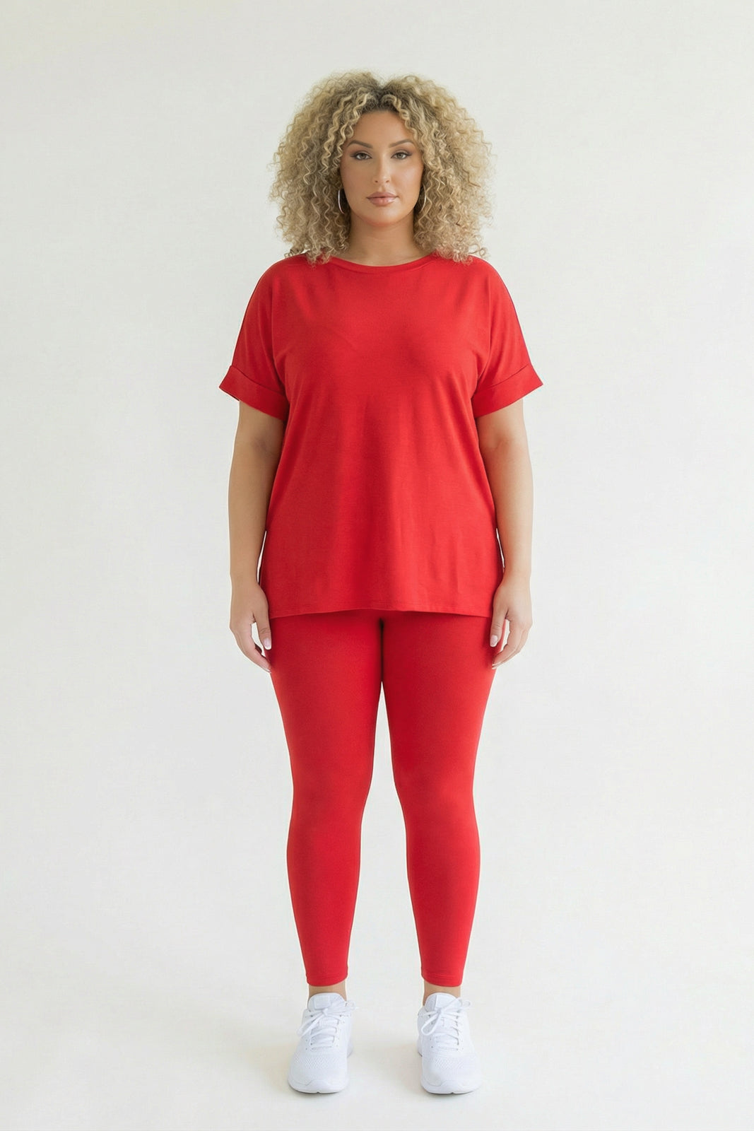 Plus Size Welkin Tee And Leggings Set - Red