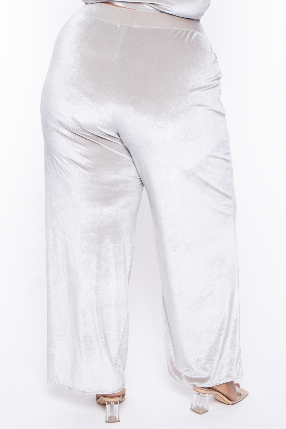 Plus Size Eloise Velour Bandeau & Pant Set - Stone