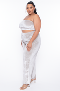 Plus Size Eloise Velour Bandeau & Pant Set - Stone