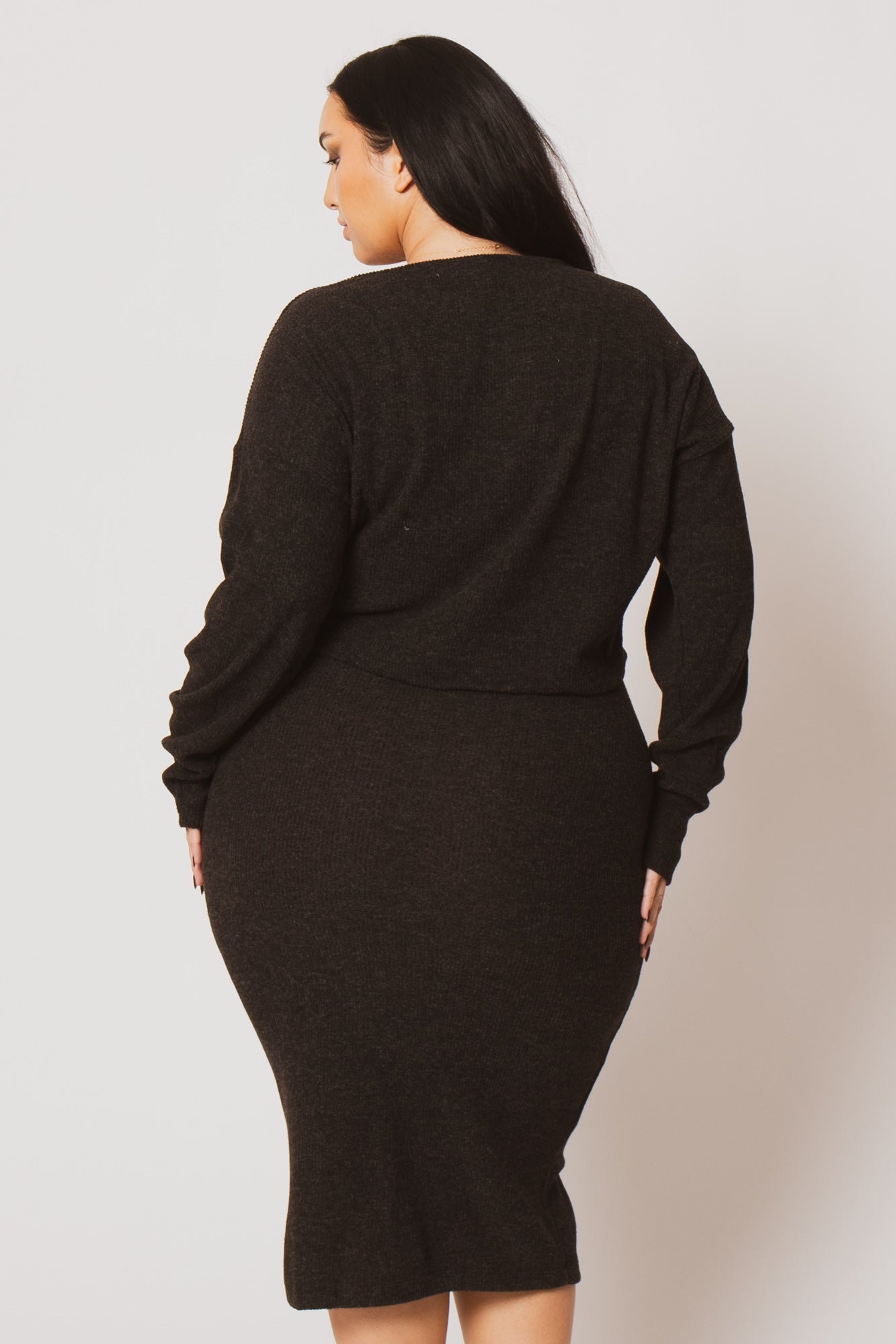 Plus Size Harper Knit Skirt Set - Charcoal