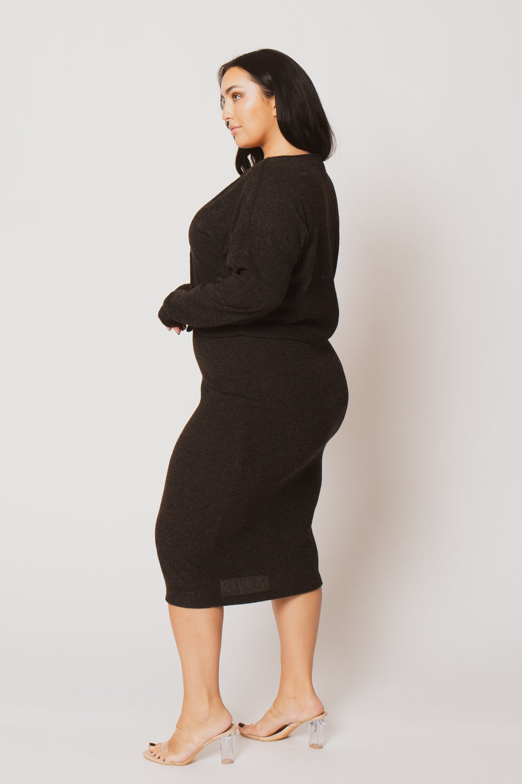 Plus Size Harper Knit Skirt Set - Charcoal