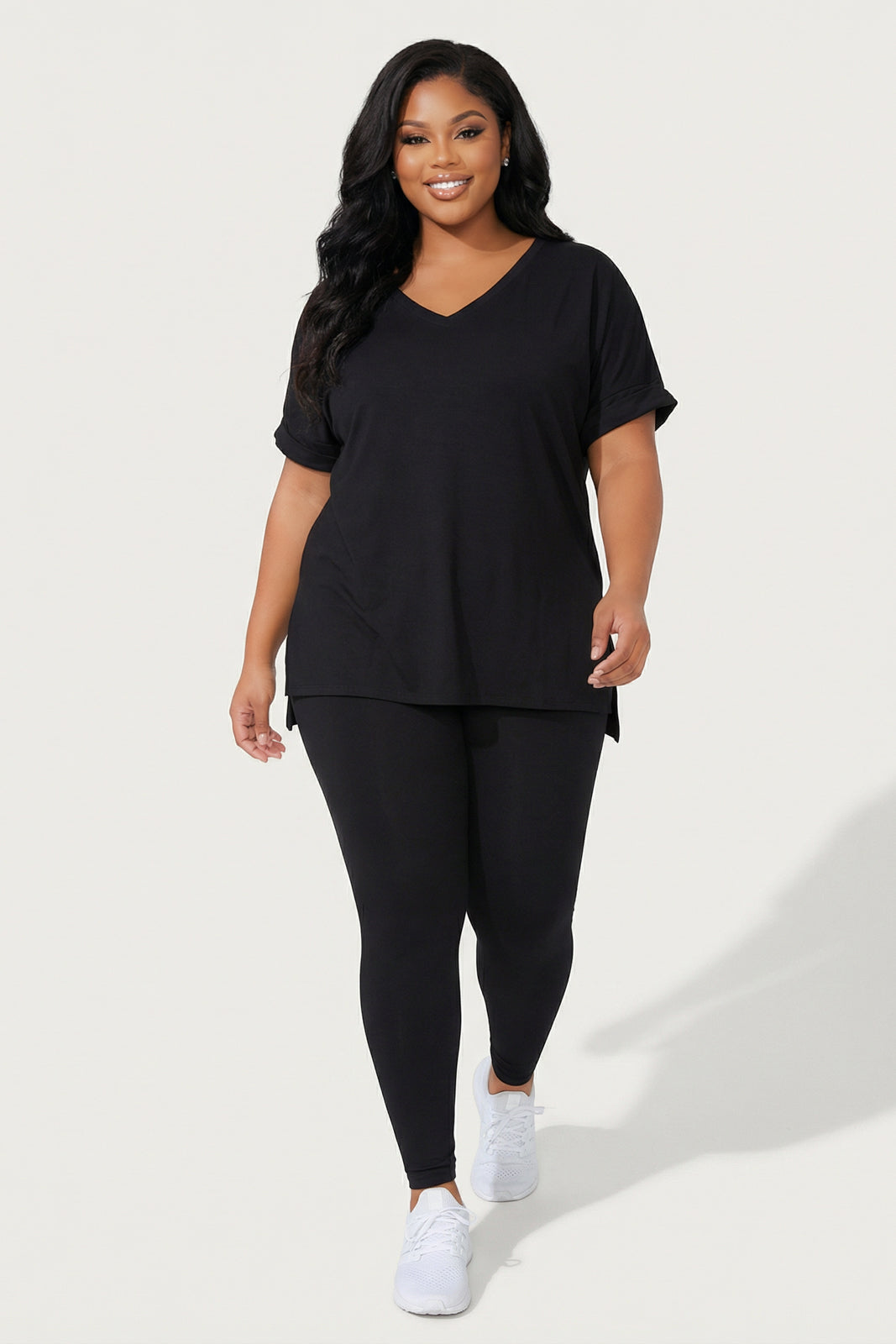 Plus Size Stratus Tee And Legging Set - Black