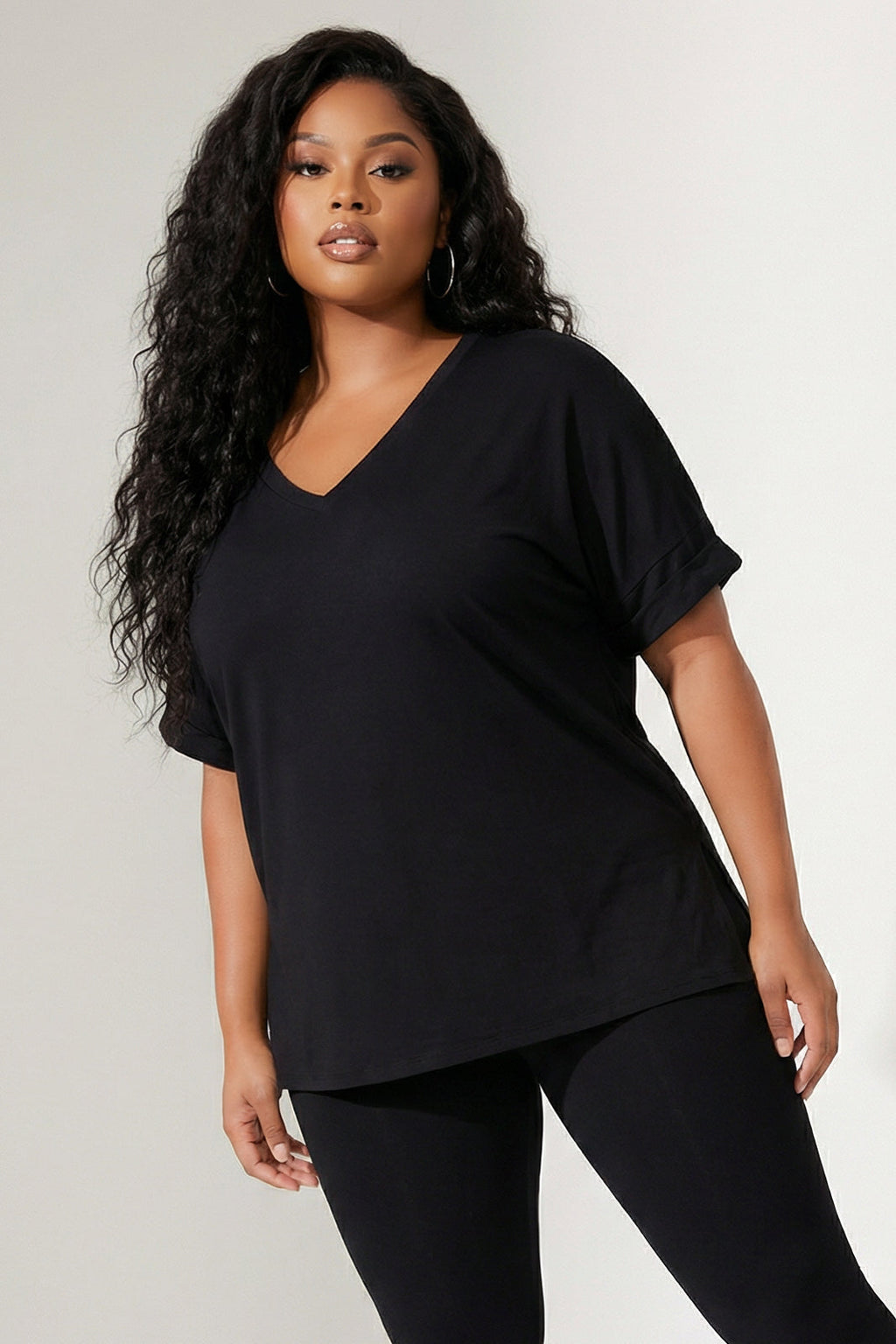 Plus Size Stratus Tee And Legging Set - Black