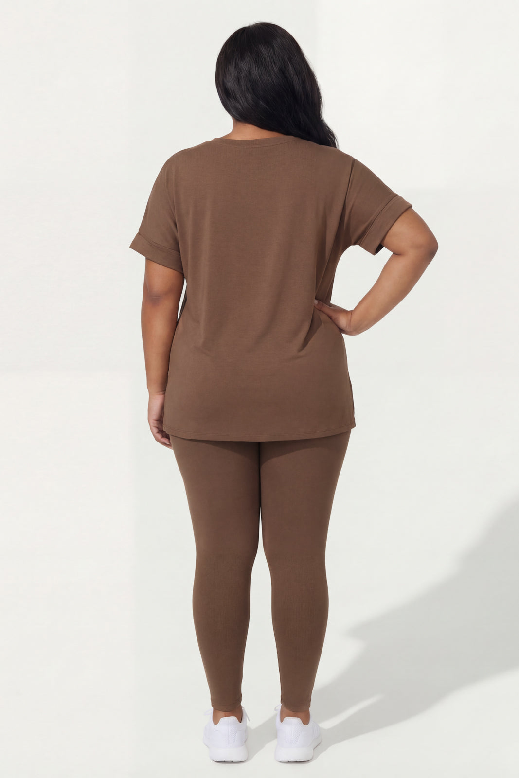 Plus Size Stratus Tee And Legging Set - Brown