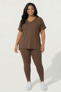 Plus Size Stratus Tee And Legging Set - Brown