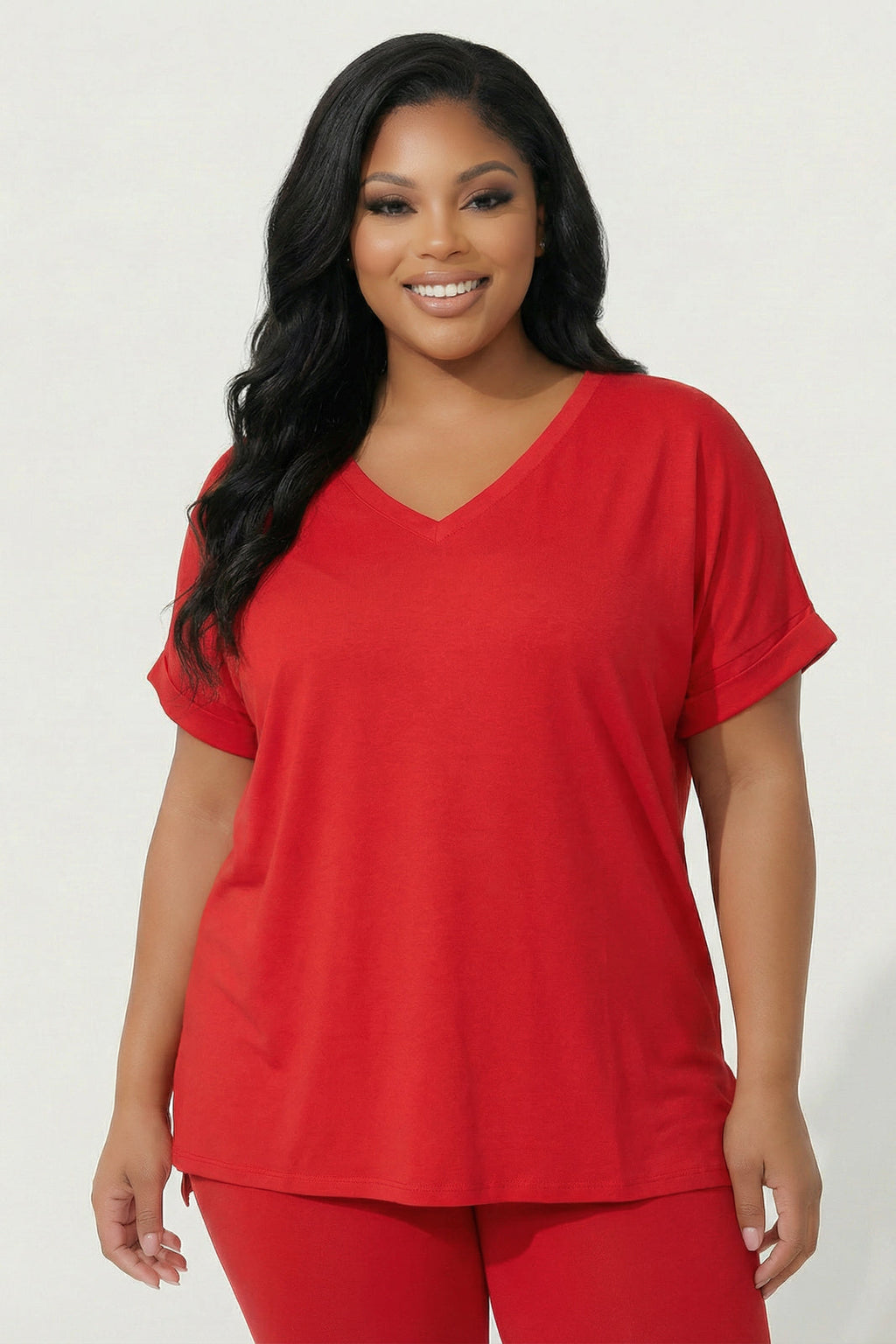 Plus Size Stratus And Legging Set - Red