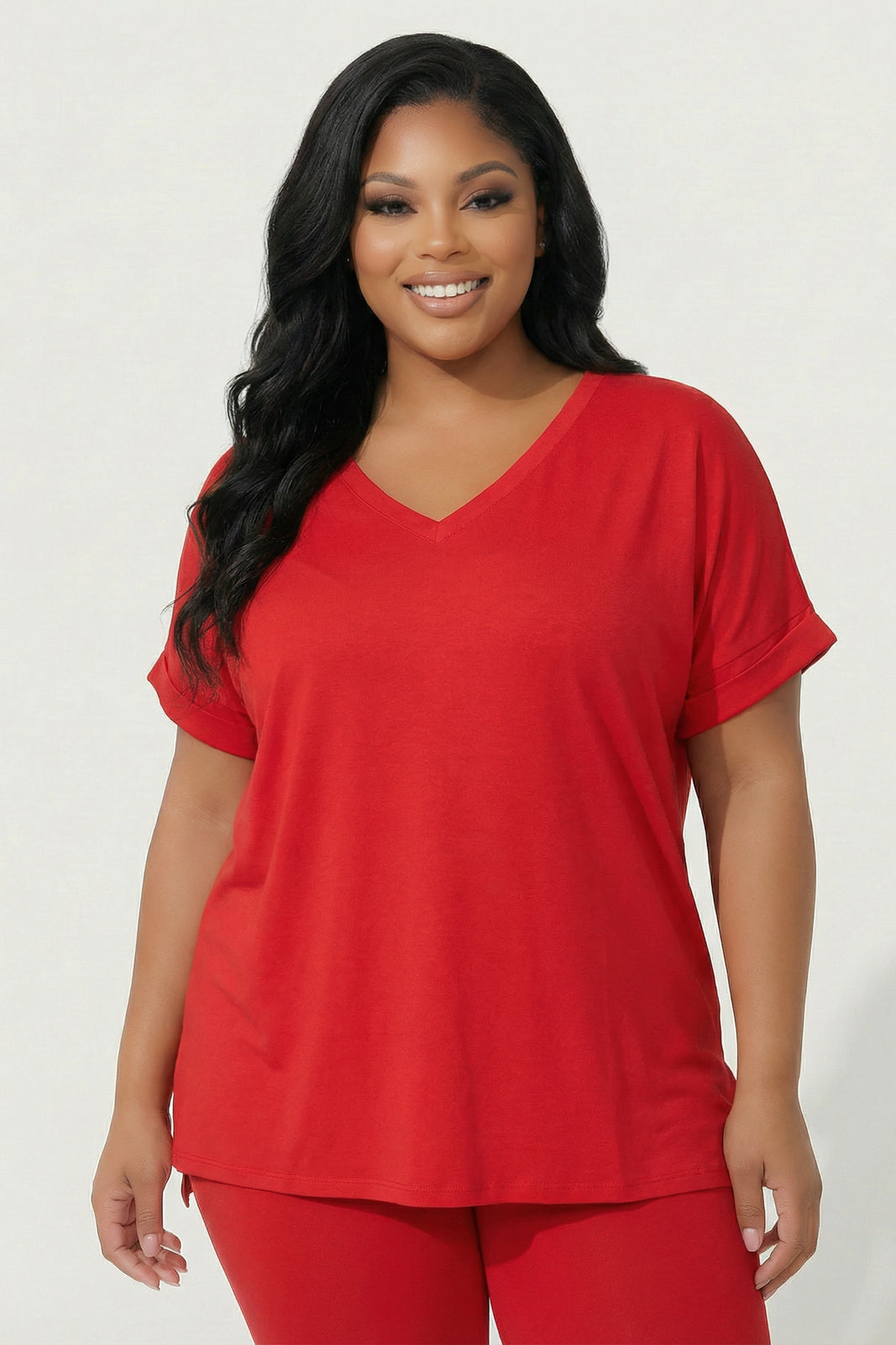 Plus Size Stratus And Legging Set - Red