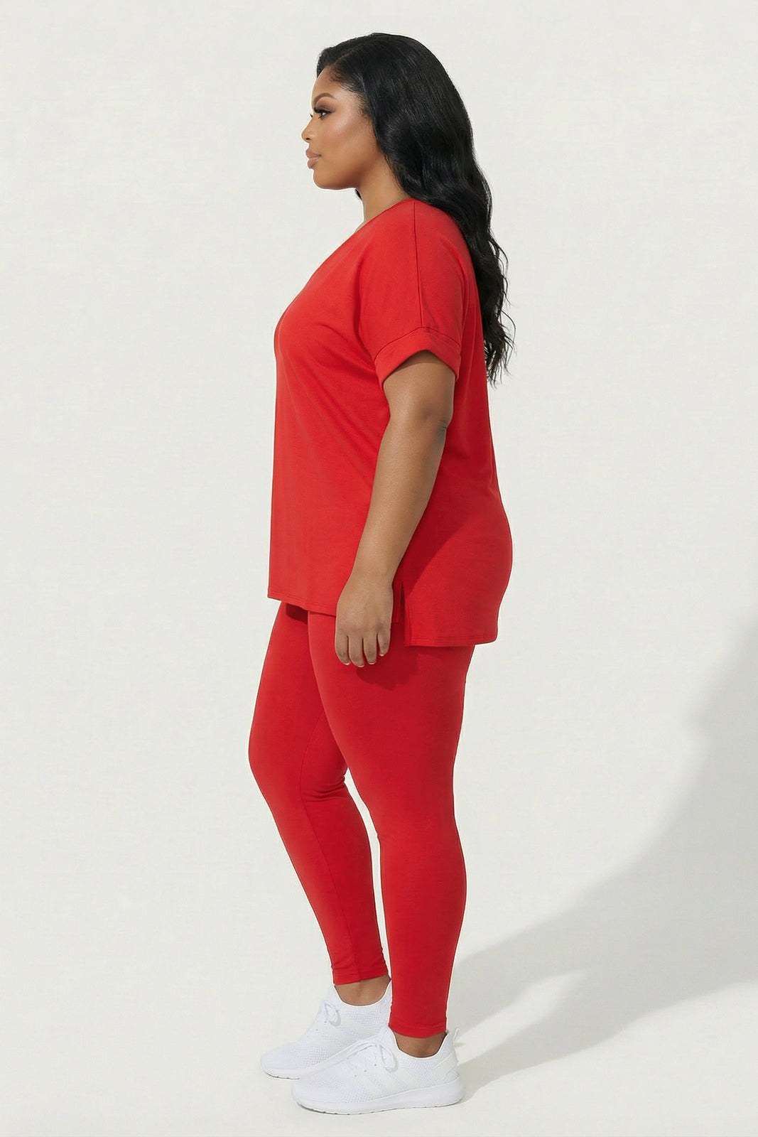 Plus Size Stratus And Legging Set - Red