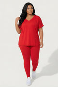Plus Size Stratus And Legging Set - Red