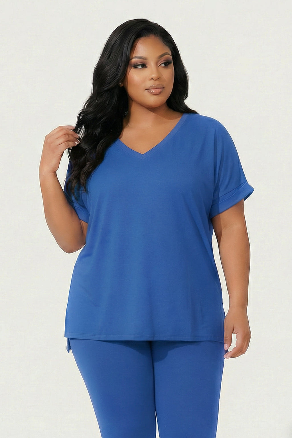 Plus Size Stratus And Legging Set - Royal Blue