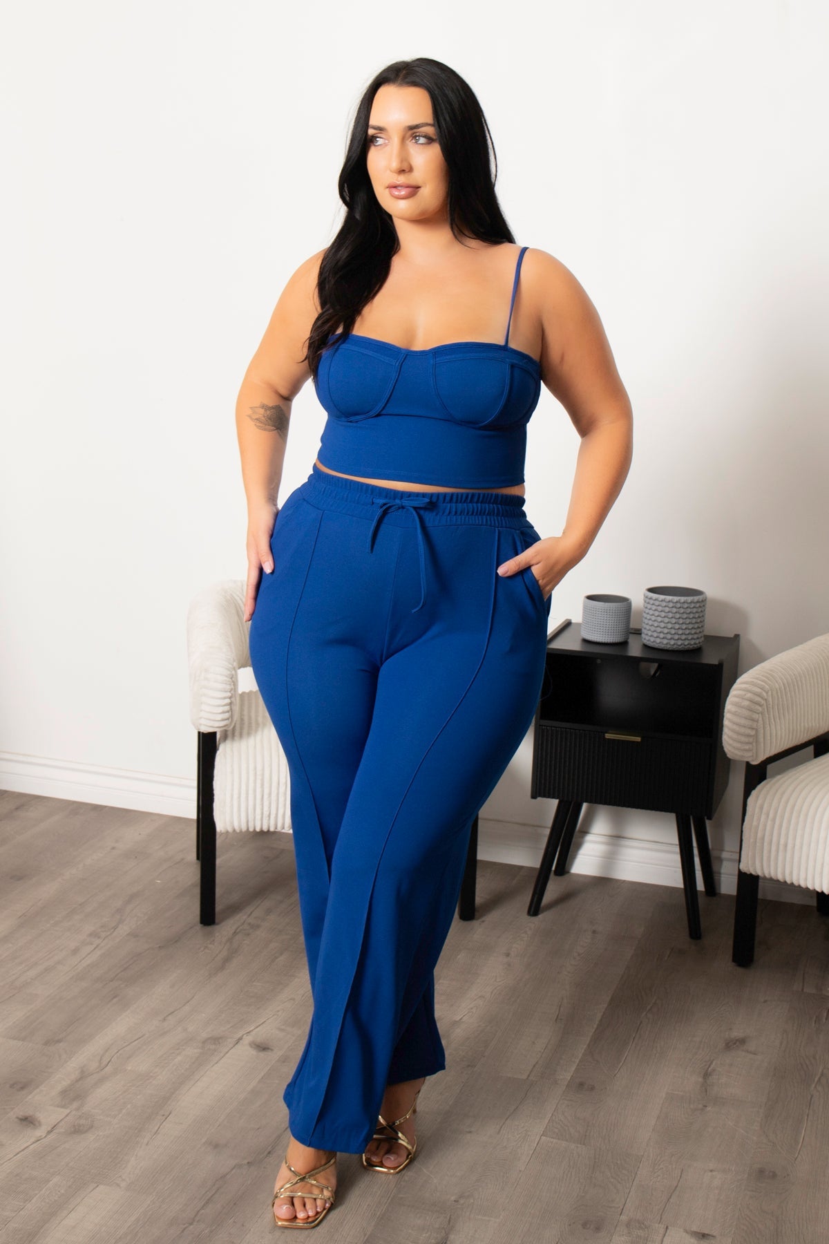 Plus Size Lirael Bustier & Pant  Set- Blue